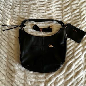 montana west ★ black leather bag with matching wallet and shoulder strap